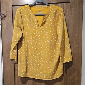 Van Heusen Yellow Polka Dot Blouse Size M